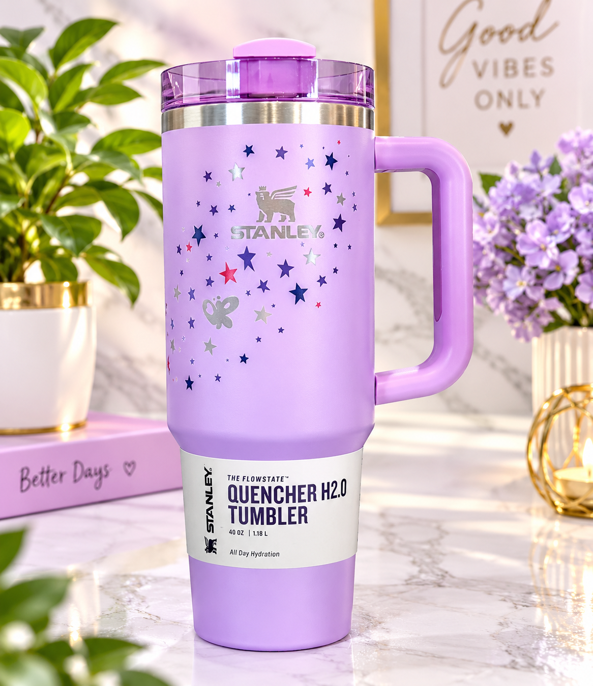 Stanley Quencher H2.0 FlowState Tumbler with Handle – Lavender Purple, 40 oz