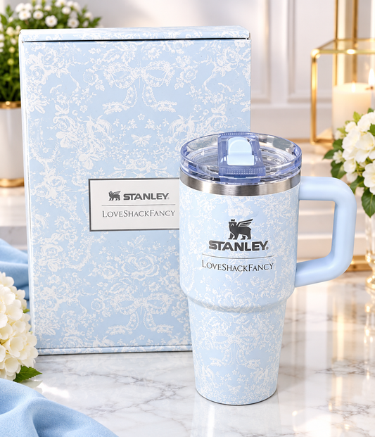 Stanley x LoveShackFancy Quencher H2.0 FlowState Tumbler 40 oz – Floral Light Blue